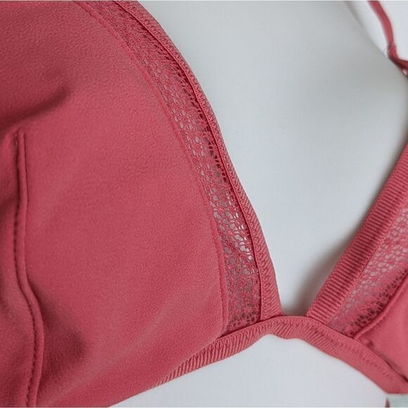 Victoria's secret pink salmon red strappy triangle bra wireless Medium @B036 - Picture 2 of 8